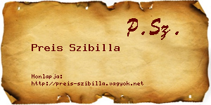 Preis Szibilla névjegykártya